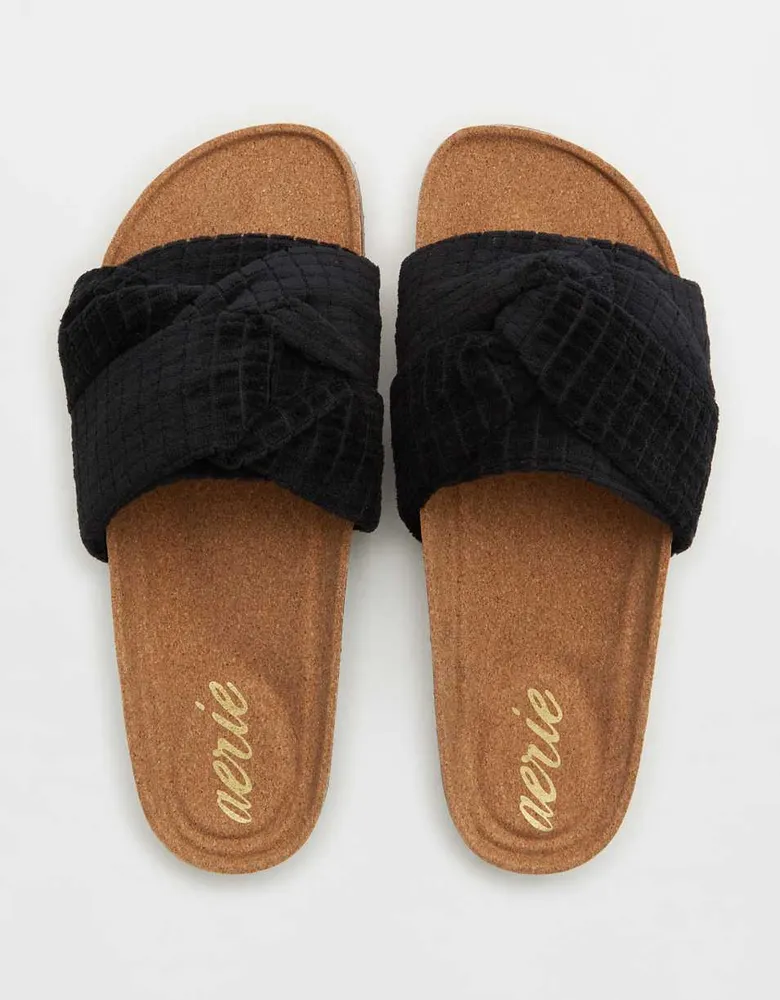 Aerie Terry Twist Cork Slides