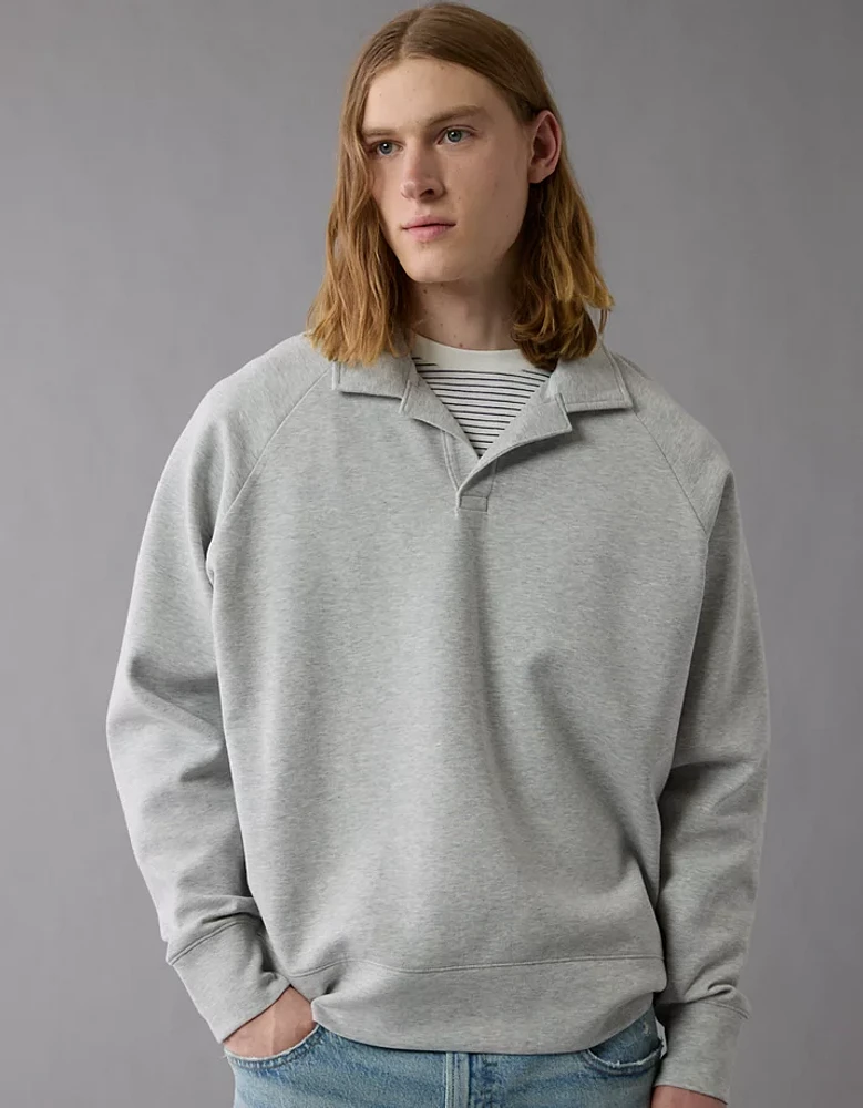 AE 24/7 Long-Sleeve Rugby Polo Sweatshirt