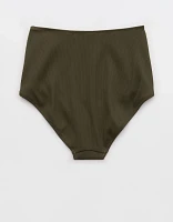 Aerie Ribbed High Waisted Full Coverage Bikini Bottom