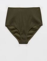 Aerie Ribbed High Waisted Full Coverage Bikini Bottom