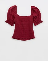 Aerie Puff Sleeve Smocked Top