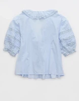 Aerie Short Sleeve Ruffle Blouse
