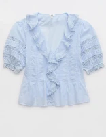 Aerie Short Sleeve Ruffle Blouse