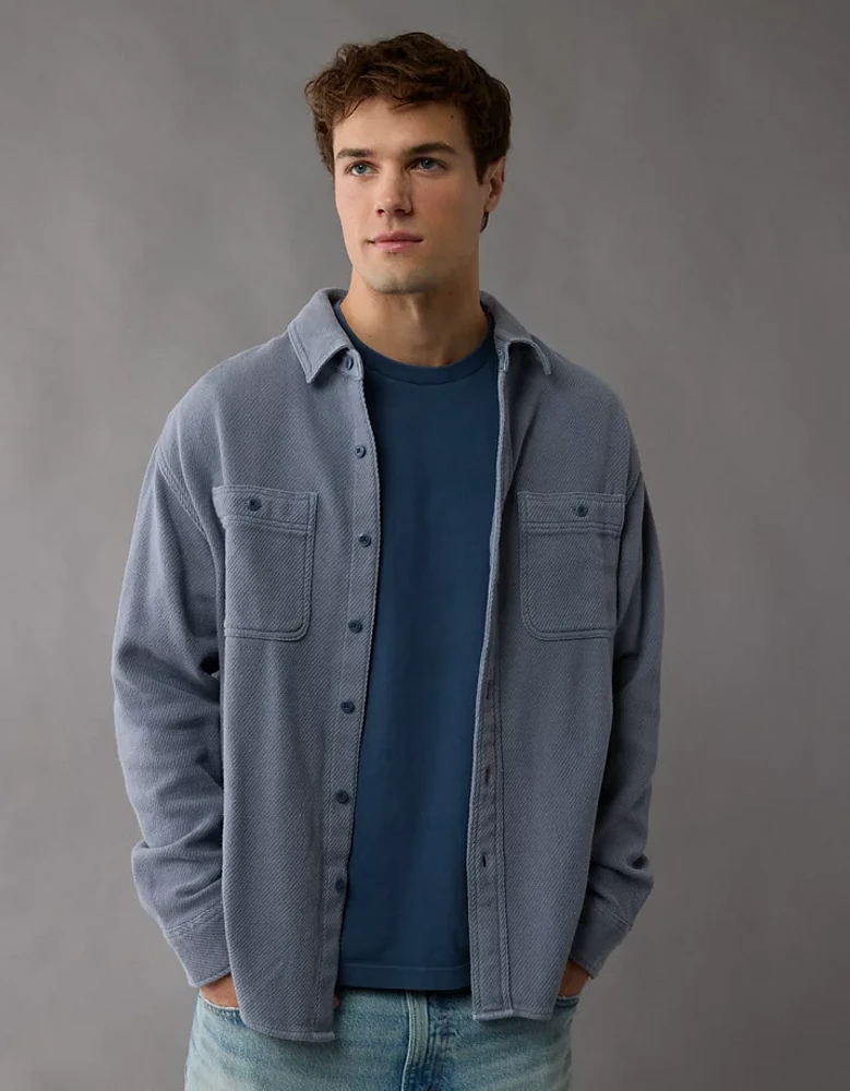 Chemise en flanelle texturée de couleur unie AE