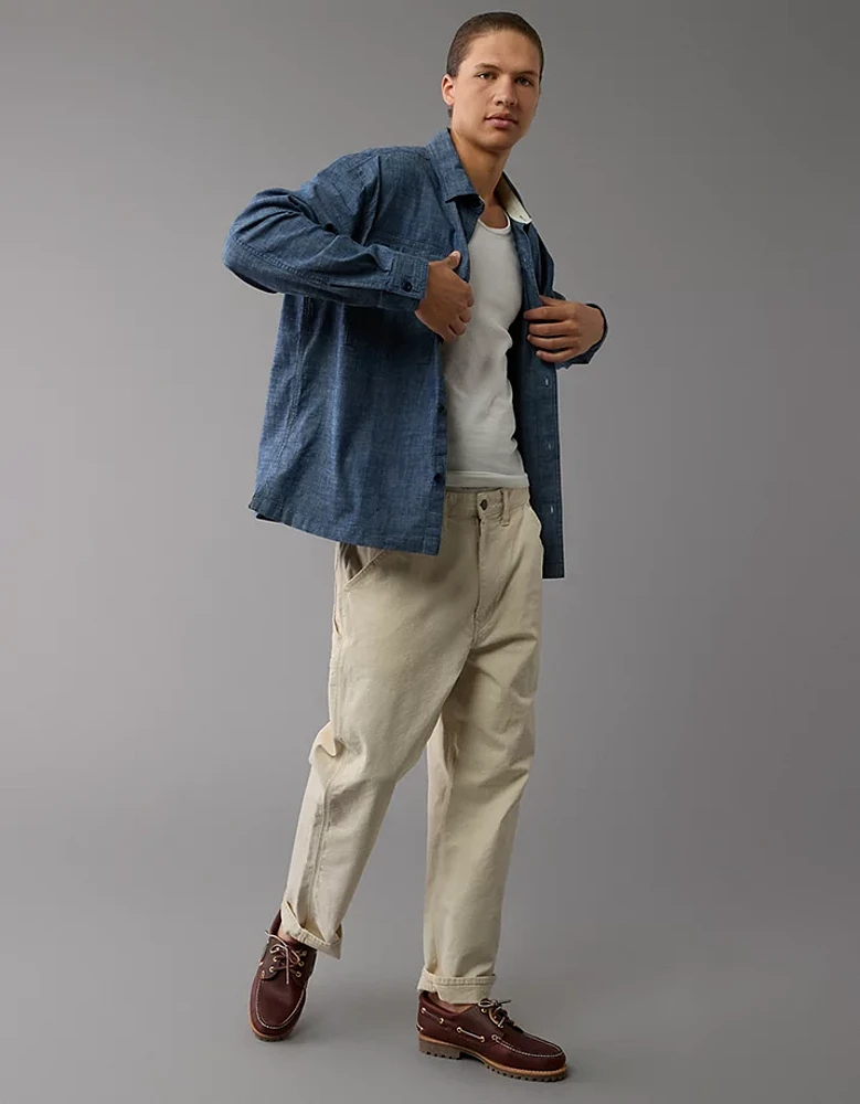 Chemise à manches longues en chambray extensible AE