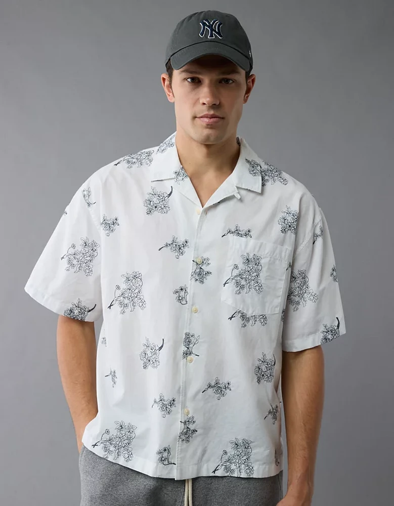 AE Poolside Linen-Blend Button-Up Shirt