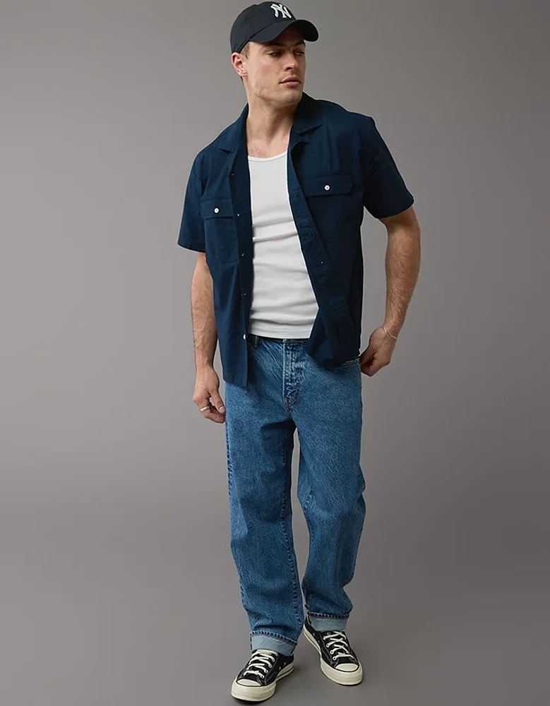 Chemise boutonnée en mélange de lin bord la piscine AE