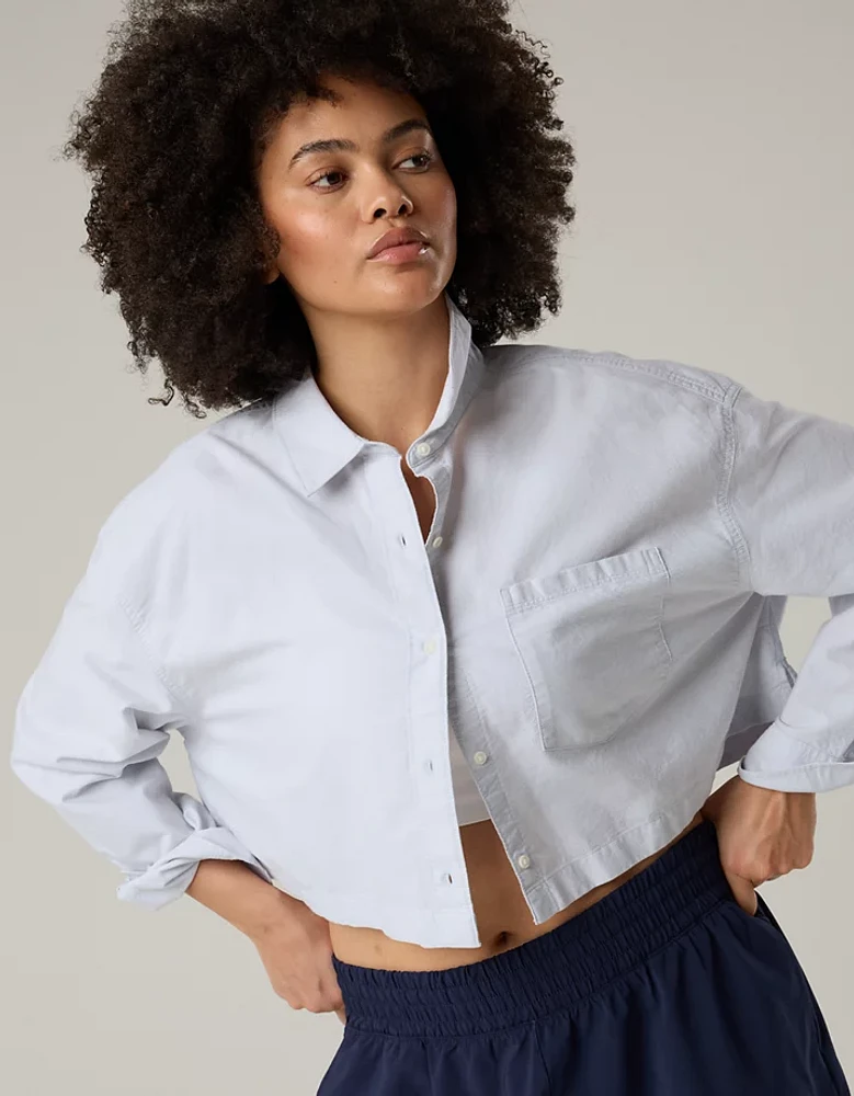 OFFLINE By Aerie Cropped Button Up Shirt