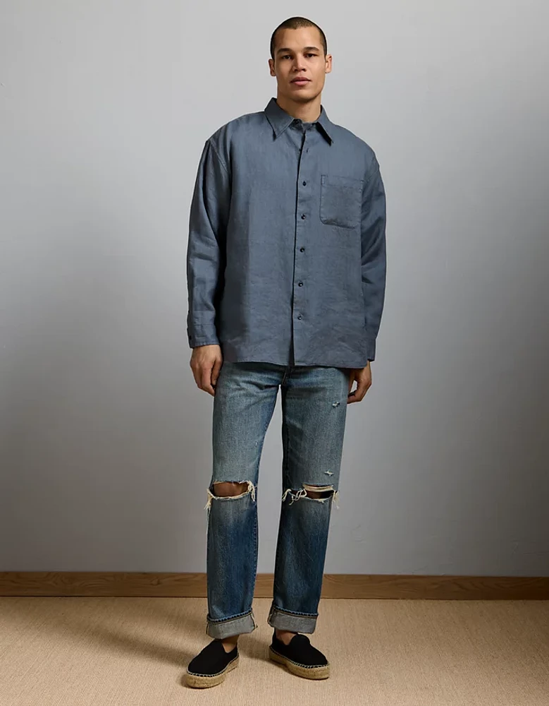 AE77 Premium Relaxed Linen Button-Up Shirt