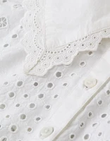 AE Short-Sleeve Ruffle Collar Eyelet Crop Top