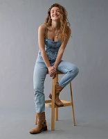 AE Denim Strapless Peplum Shirt