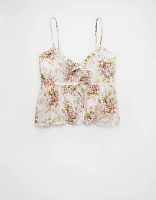 AE Tie Front Embroidered Tank Top
