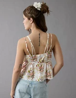 AE Tie Front Embroidered Tank Top