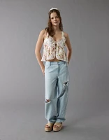 AE Tie Front Embroidered Tank Top