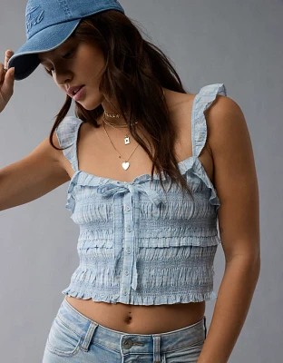 AE Smocked Ruffle Tank Top