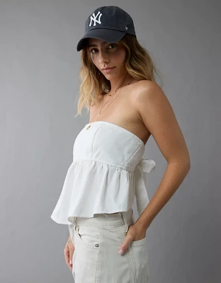 Haut nuisette nouée au dos sans bretelles en denim AE