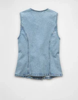 AE Crew Neck Button-Up Denim Vest