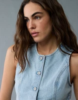 AE Crew Neck Button-Up Denim Vest