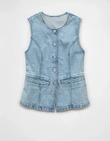 AE Crew Neck Button-Up Denim Vest