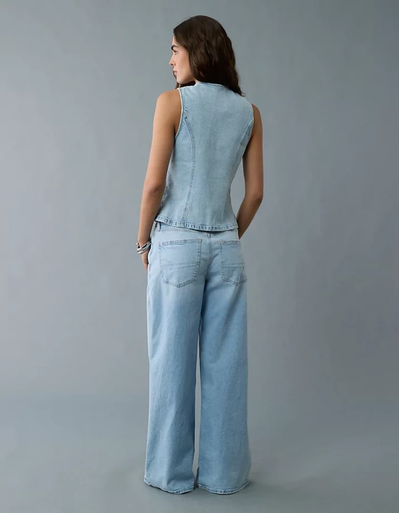 AE Crew Neck Button-Up Denim Vest