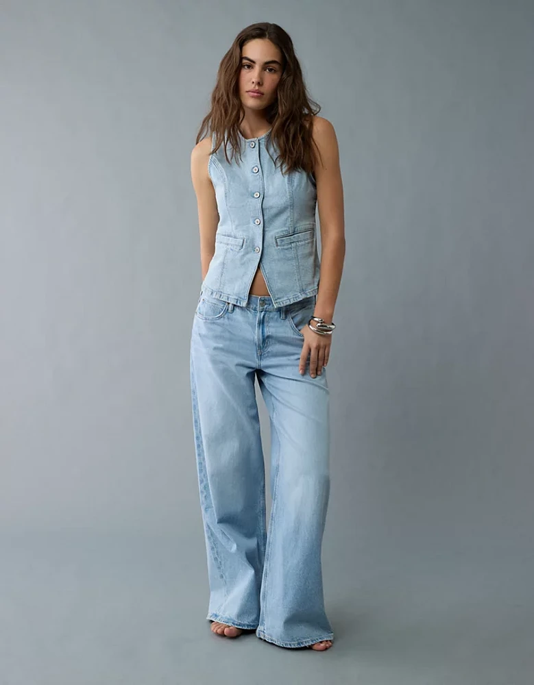 AE Crew Neck Button-Up Denim Vest