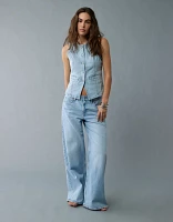 AE Crew Neck Button-Up Denim Vest