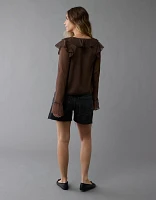 AE Chiffon Bell Sleeve Ruffle Blouse