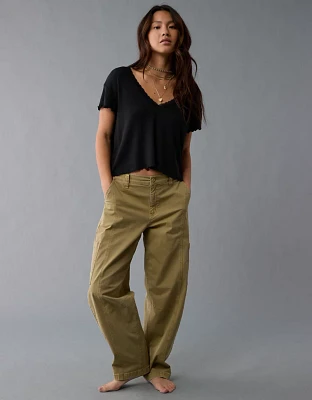 AE Soft & Sexy V-Neck Cropped Waffle T-Shirt