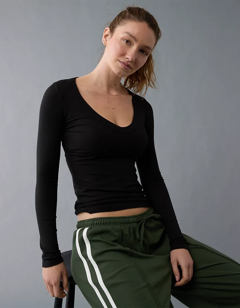 AE Soft & Sexy Long-Sleeve V-Neck T-Shirt