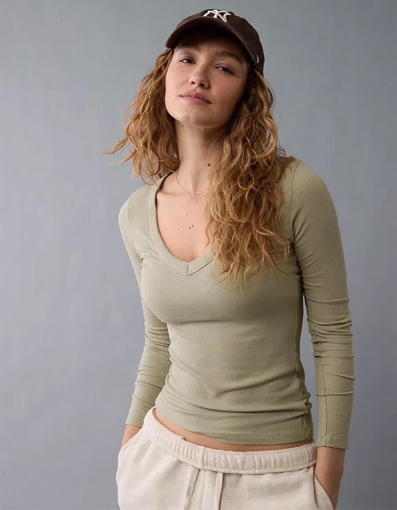 AE Soft & Sexy Long-Sleeve V-Neck T-Shirt