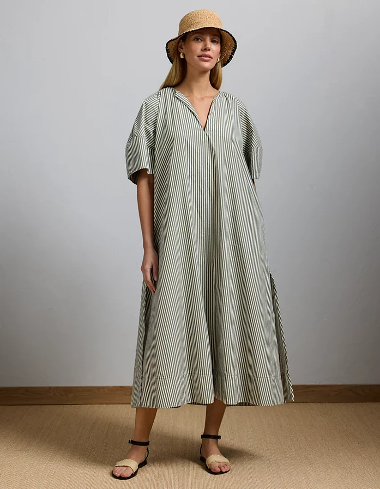 Robe longue en popeline rayée haut de gamme AE77