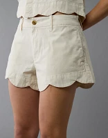 AE Stretch High-Waisted Scalloped Trouser Short