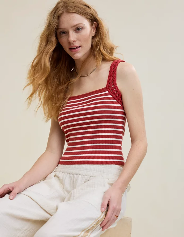 Aerie Crochet Sweater Tank Top
