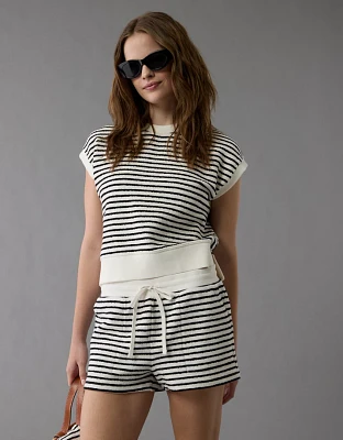 AE High-Waisted Striped Fleece Short