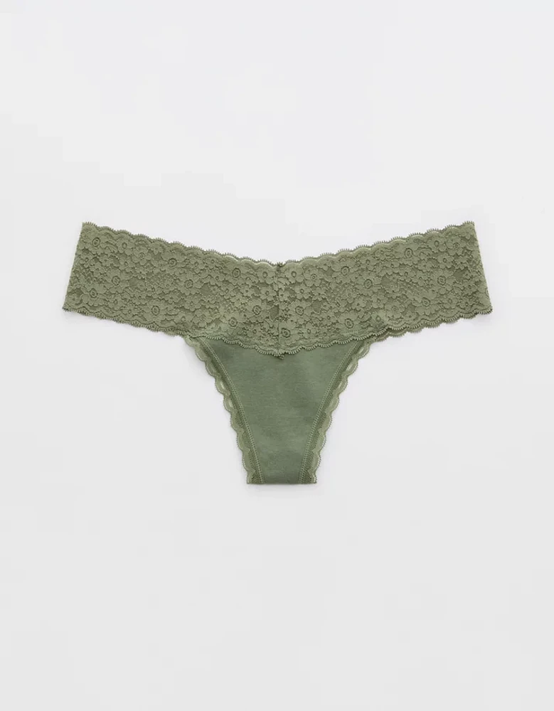 Superchill Vintage Lace Cotton Thong Underwear