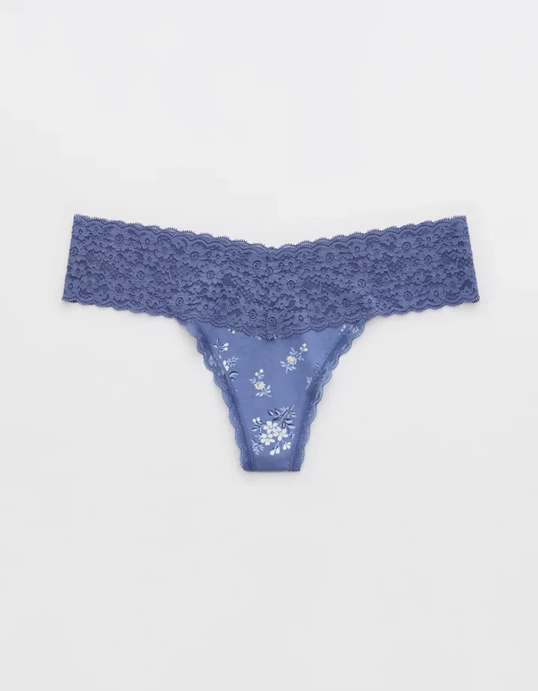 Superchill Vintage Lace Cotton Thong Underwear