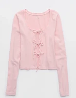 Aerie Long Sleeve Tie Front Cardigan