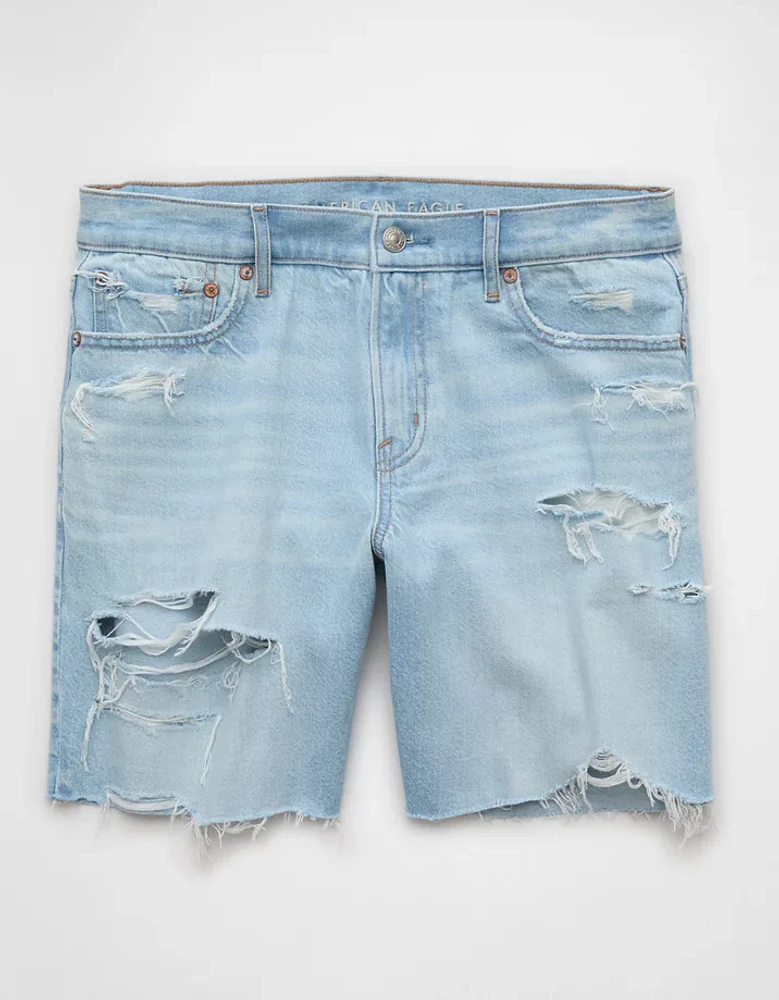 AE 8" Strigid Ripped Perfect Denim Bermuda Short