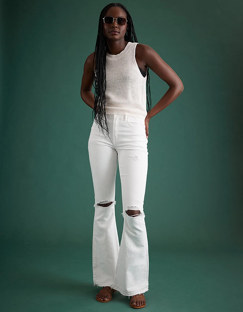 Jean à jambe évasée taille haute haut de gamme AE77