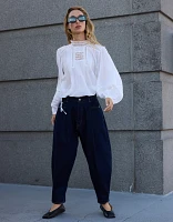 AE77 Premium Pleated Barrel Jean