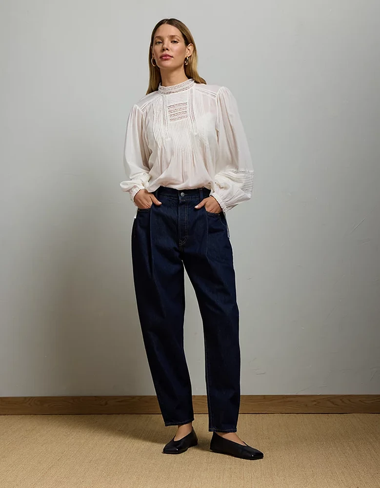 AE77 Premium Pleated Barrel Jean
