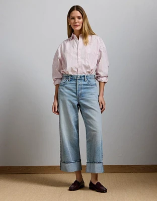 AE77 Premium Wide Crop Cuff Jean
