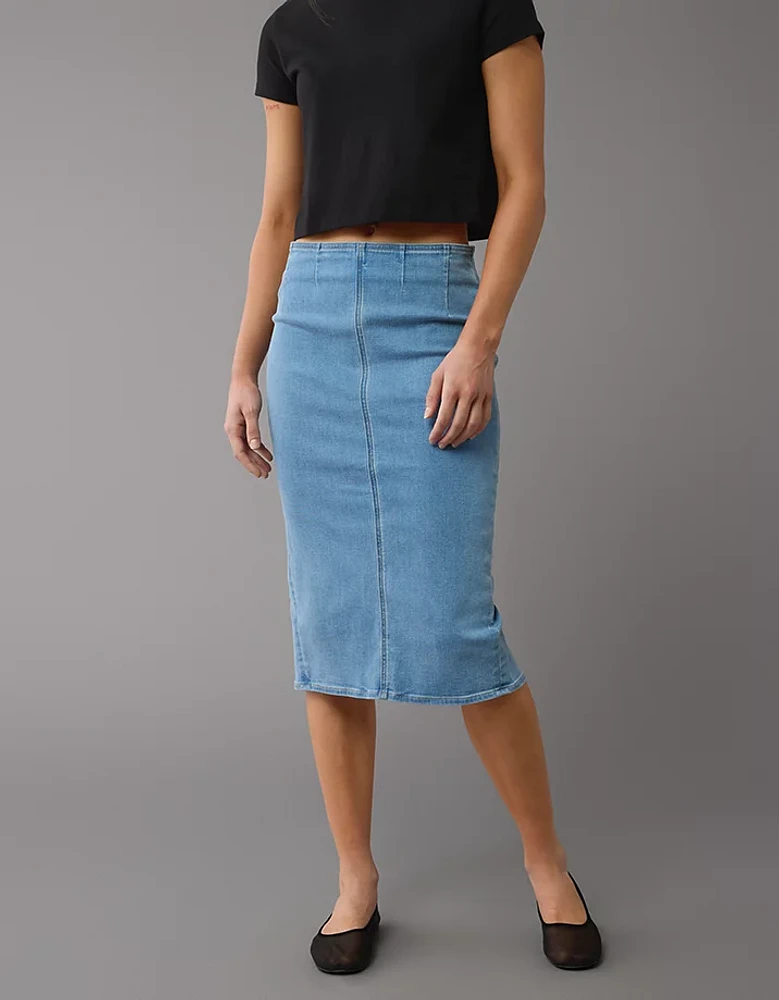 Jupe mi-longue en denim à taille la plus haute Next Level AE