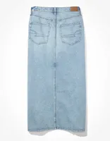 AE Dreamy Drape Low-Rise Denim Maxi Skirt