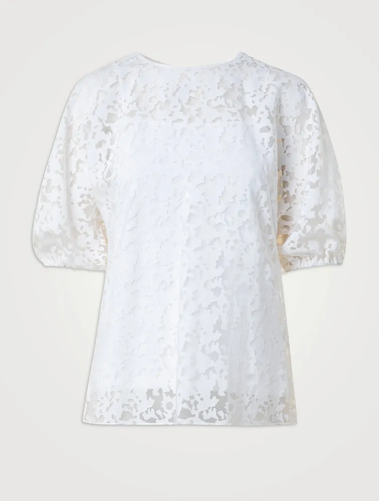 Puff-Sleeve Kaleidoscope Burnout Top