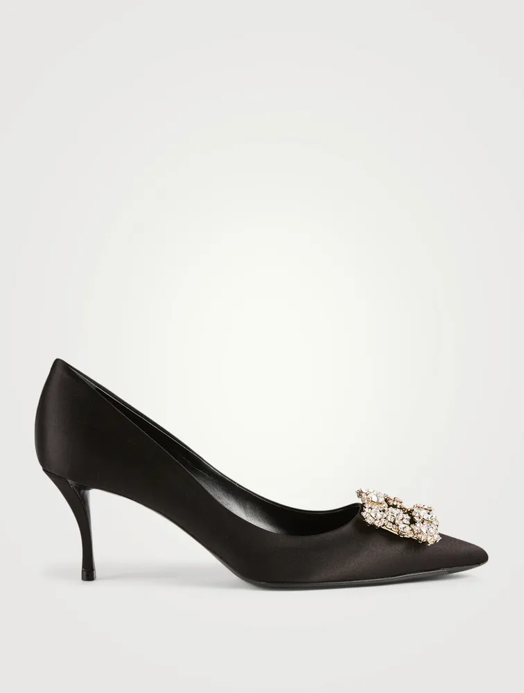 Flower Strass Silk Satin Pumps