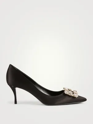 Flower Strass Silk Satin Pumps