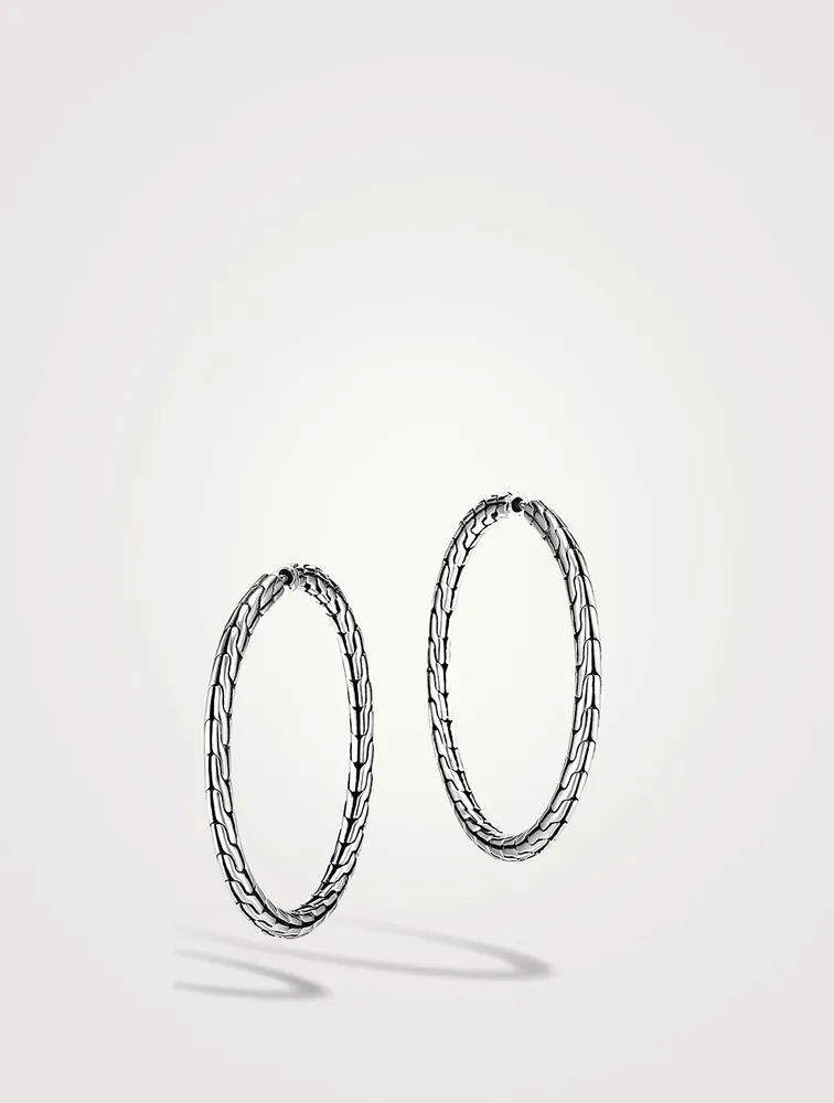 Carved Chain Medium Hoop Earrings