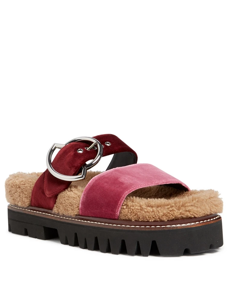Aicha Faux Shearling Sandals