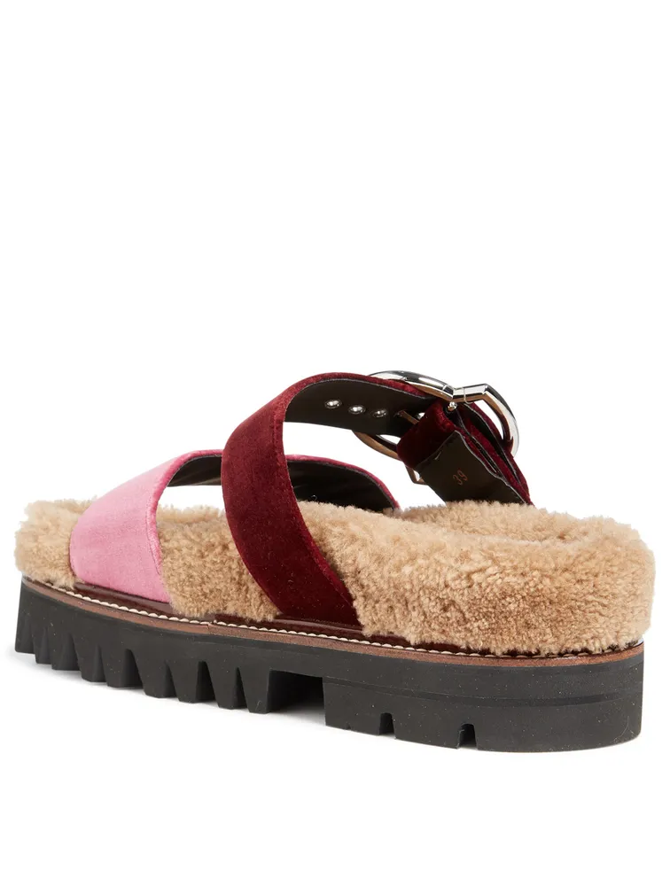 Aicha Faux Shearling Sandals